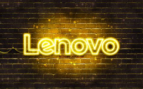 Download Wallpapers Lenovo Yellow Logo 4k Yellow Brickwall Lenovo