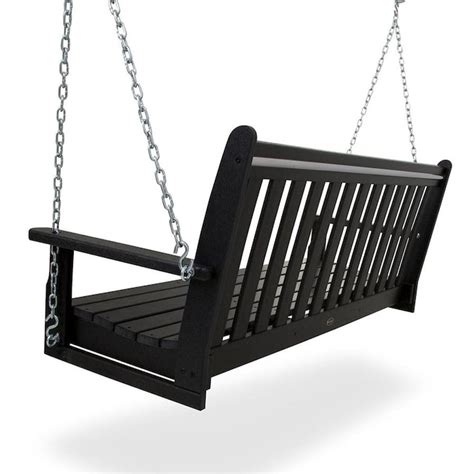 Polywood Vineyard 2 Person Black Recycled Plastic Outdoor Swing In The