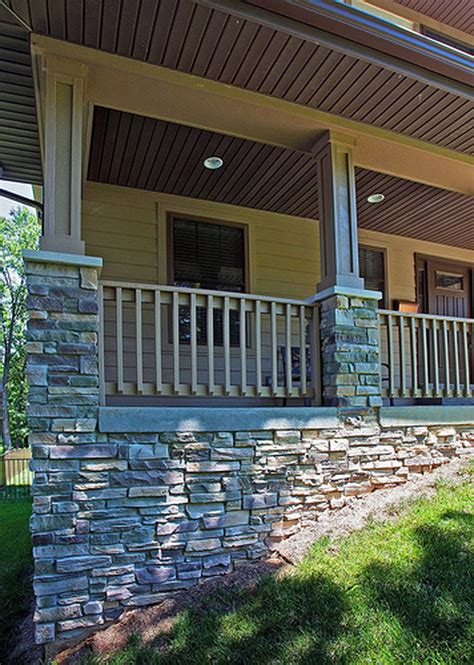 Awesome 59 Adorable Exterior House Porch Ideas Using Stone Columns