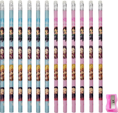 Eaxiuce Anime Pencils Cute Pencils Hb 12pcs Black Pencils