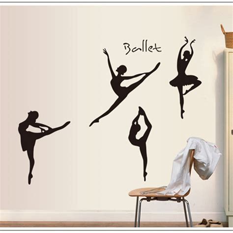 Ballet Dancing Girls Wall Stickers Black Dance Silhouette Decals Diy