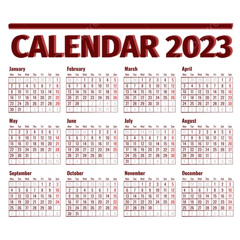 Gambar Kalender Minimalis 2023 Kalender Merah Marun Kalender 2023