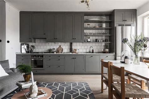 Beautiful Living Kitchen In Grey Coco Lapine Designcoco Lapine Design