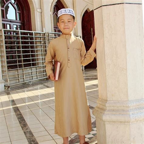 Islamic Boy Jubba Thobe Muslim Clothing Kaftan Arab Abaya Eid Prayer