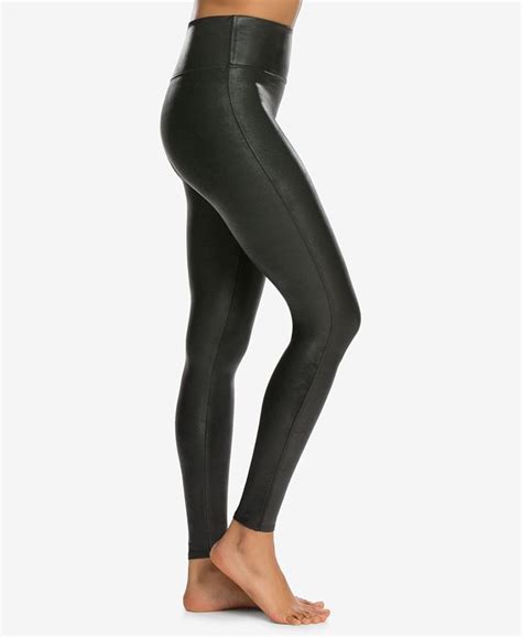 Spanx Womens Faux Leather Tummy Control Leggings And Reviews Pants And Capris Women Macys