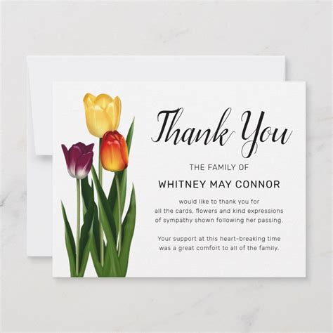 If you are thanking a group of coworkers at the same time, you may send them all one email. Funeral Thank You | Tulip Flower Memorial | Zazzle.com in ...