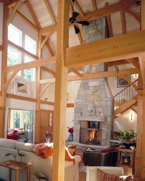 Modern Timber Frame In Massachussets Rustic Living Room Boston By Timberpeg Houzz