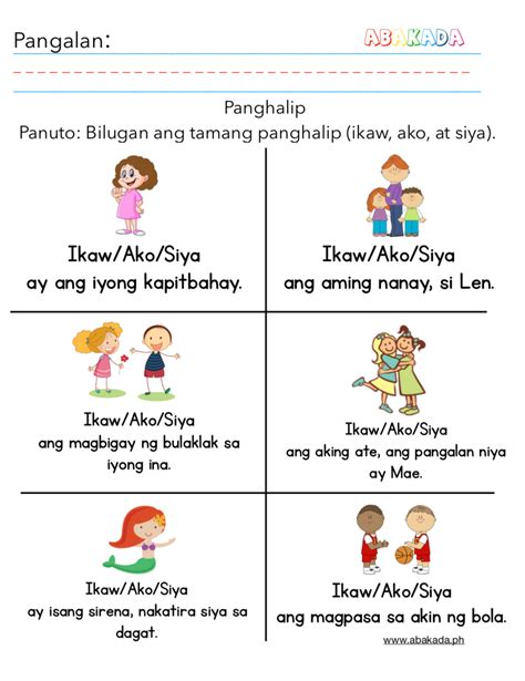 Panghalip Worksheets Filipino Practice Sheets Abakadaph