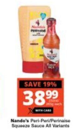 Nando S Peri Peri Perinaise Squeeze Sauce All Variants Offer At Checkers