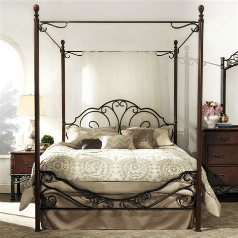 You can always rely upon a canopy bed to turn an ordinary room into a sumptuous refuge. Antique Metal Queen Poster Bed Frame Wrought Iron Canopy ...