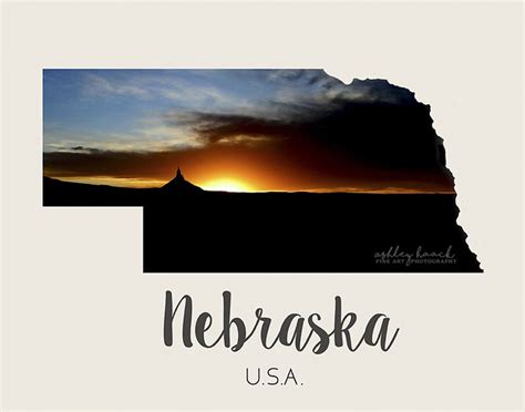 Nebraska State Map Art Prints Chimney Rock Oregon Trail Visit