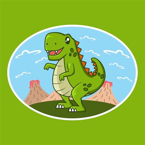 Desenho de ilustração de dinossauro t rex fofo Vetor Premium
