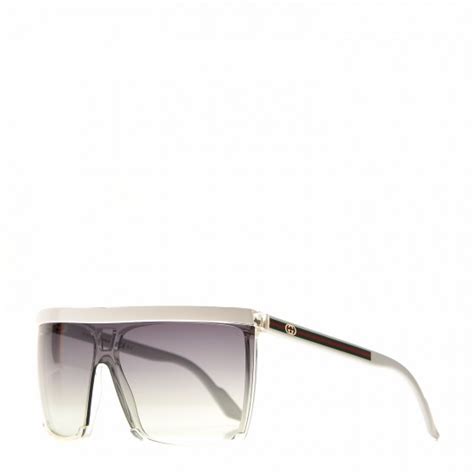 gucci rimless shield 3554 s sunglasses white 283769 fashionphile