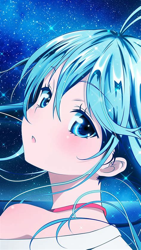 At49 Anime Girl Blue Beautiful Arum Art Illustration Wallpaper