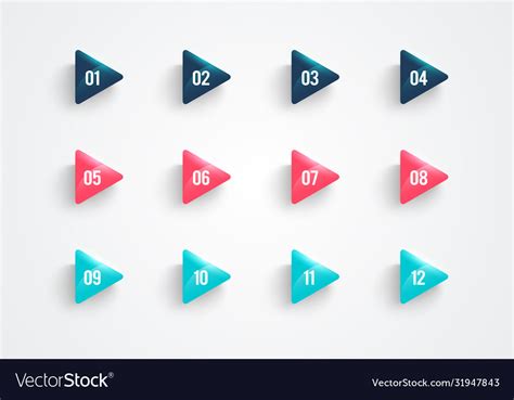 Modern Triangle Bullet Points Set With Numbers Vector Image