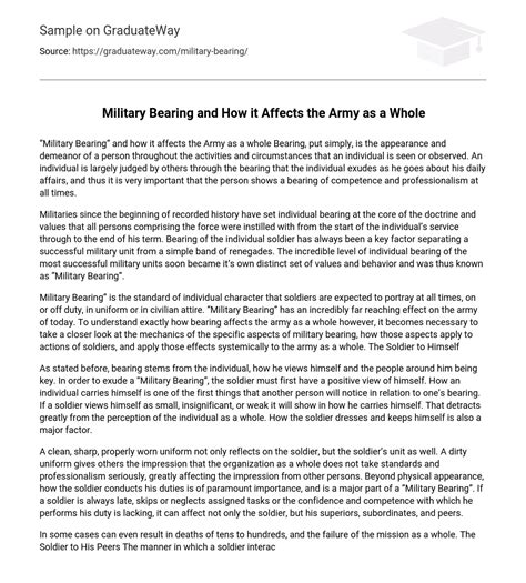 ⇉military Bearing And How It Affects The Army As A Whole Essay Example