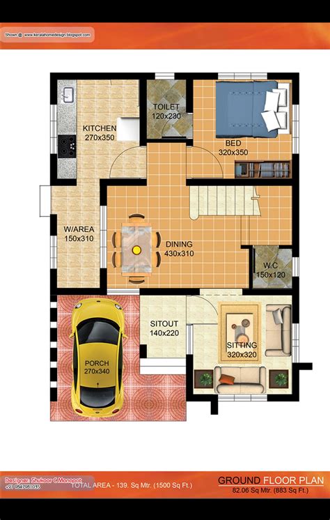 1500 — 2000 square feet; Kerala Villa Plan - 1500 Sq. Ft | Architecture house plans