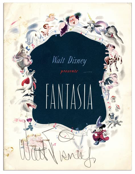 Original Walt Disney Mickey Mouse Fantasia Walt Disney World Signed