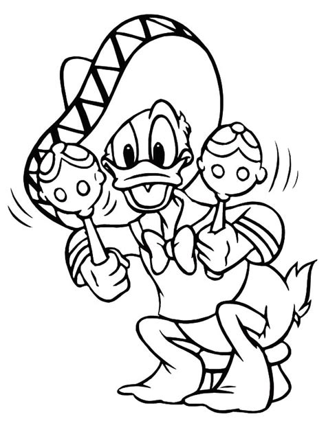 Free printable color pages are a lifesaver for busy moms! Donald Duck Play Maracas In Cinco De Mayo Coloring Pages ...