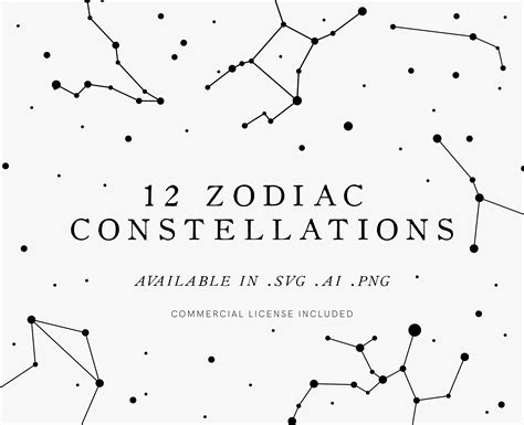 Zodiac Constellation Astrology Celestial Clip Art Vector Svg Cricut Commercial License