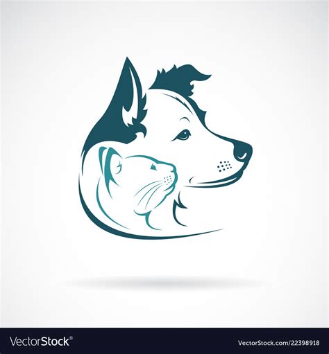Dog And Cat Head Design On A White Background Pet Vector Image