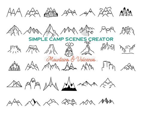 Simple Mountains Icons Shapes Set Logo Creation Kit Outdoor Adventure