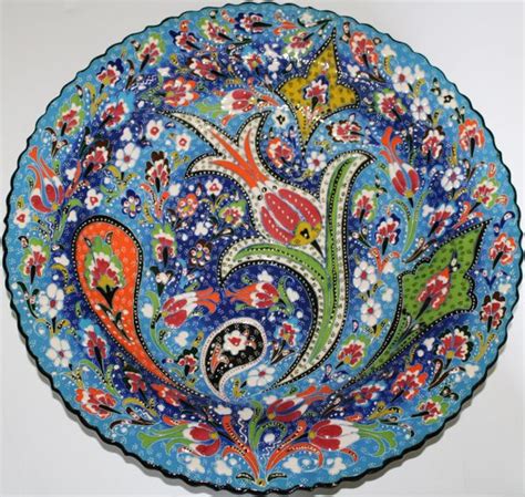 Turkish Handmade Iznik Floral Pattern Ceramic Plate Anatolian