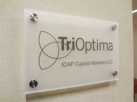 Frosted Acrylic Office Sign Mounted With Stainless Steel Hardware In