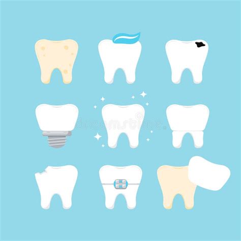 Teeth Dental Icon Set Isolated Stock Vector Illustration Of Flat