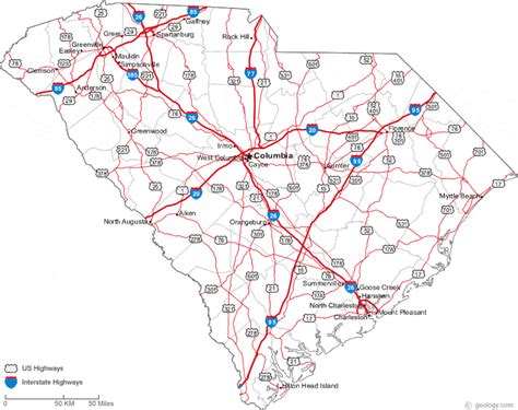 South Carolina County Map With Roads Ailina Laurette