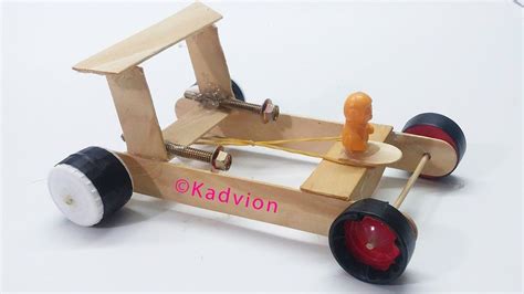 How To Make Rubber Band Car At Home Powered Car Diy Toy Car Easy