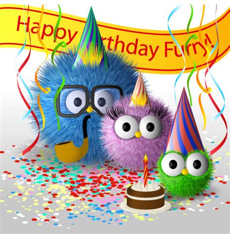 Funny Cartoon Happy Birthday Cards Vector 01 Free Download