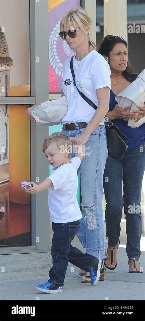 January Jones And Son Xander Out And About In Los Angeles Featuring