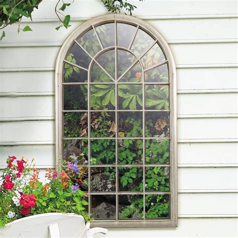 Extra Large Rustic Arched Garden Window Mirror Primrose And Plum