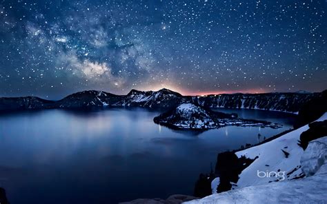Milky Way Above Crater Lake Oregon Hd Wallpapers