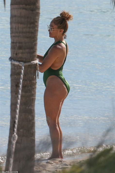 Jennifer Lopez Wows In Slinky Emerald Swimsuit As Alex Rodriguez Is