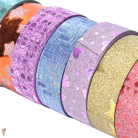 Pcs Decorative Tapes Washi Tape Lot Masking Sticker Set Glitter