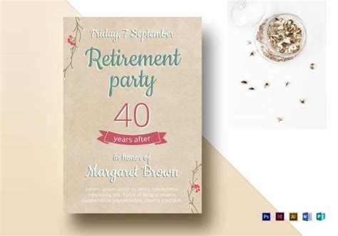 retirement party flyer templates  ai psd