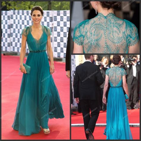 2014 Bestselling Kate Middleton Runway Evening Dress Column V Neck