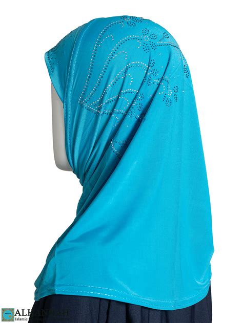 Girls Beaded Bouquet Amira Hijab Turquoise Ch572 Alhannah Islamic Clothing
