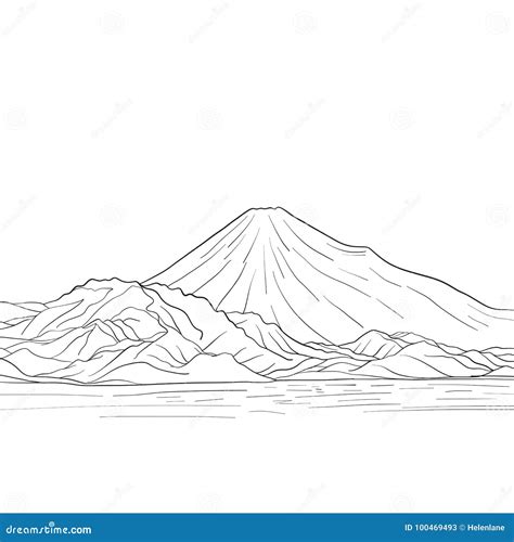 El Monte Fuji Aisló El Dibujo Ilustración Común Del Vector Ilustración