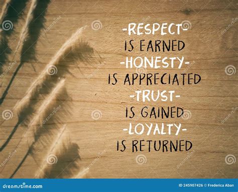 Encouragement Quote Of Respect Is Earned Honesty Is Appreciated Trust