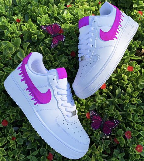 Neon Purple Drip Sneakers Fashion White Nike Shoes Cute Nike Shoes