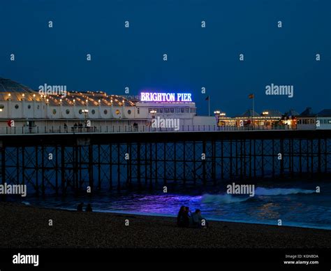 Brighton Pier At Night England Stock Photo Alamy