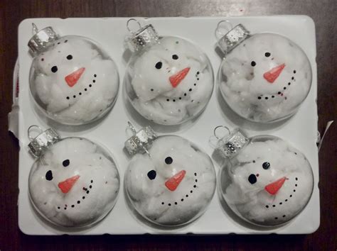Easy Snowman Ornaments Clear Ornament Balls Paint And Cotton Balls