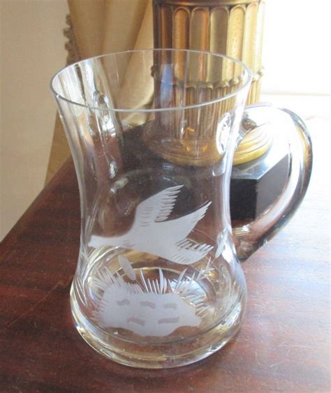 Glass Stein Etched Glassware Barware Beer Glass Duck Geese Etsy Etched Glassware Vintage