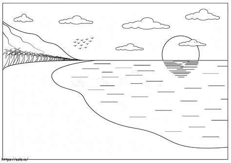 Simple Beach Coloring Page