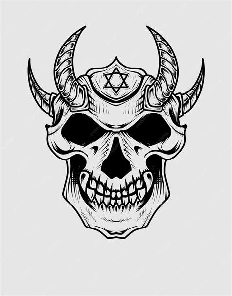 Premium Vector Demon Skull Head Illustration