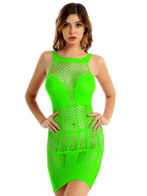Womens Sexy Bodycon Mini Dress Sheer Mesh Stretchy Lingerie Sleepwear Clubwear Fashion Shopping