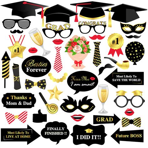 Buy Katchon Graduation Photo Booth Props 2023 Pack Of 44 Black And